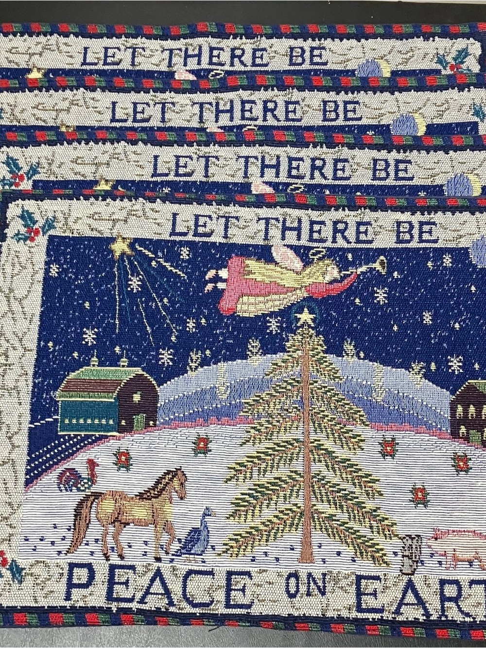 “Peace on Earth” Christmas tapestry placemats
